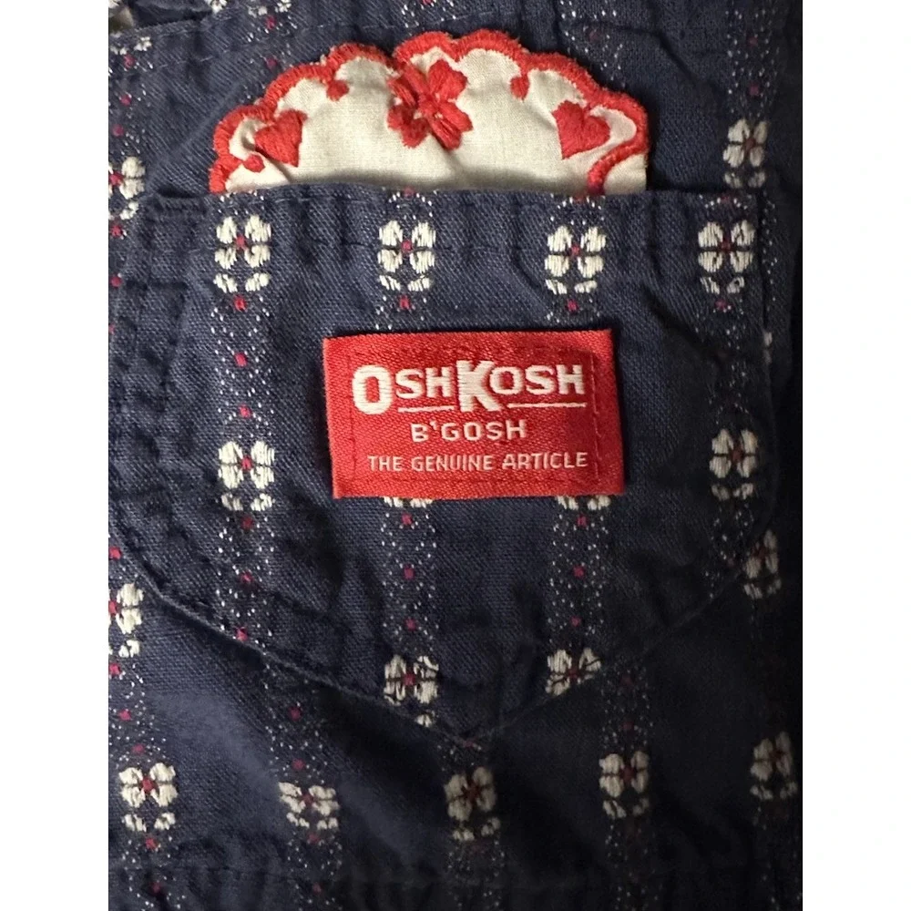 Vintage‎ 1980s Girls Oshkosh BGosh Floral Jumper Dress Denim  Size 6 USA Made